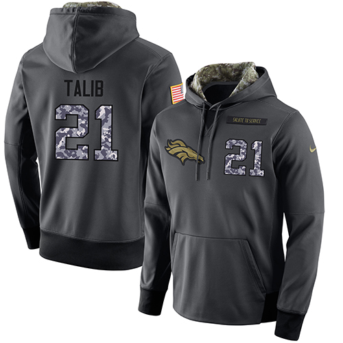 NFL Men's Nike Denver Broncos #21 Aqib Talib Stitched Black Anthracite Salute to Service Player Performance Hoodie - Click Image to Close